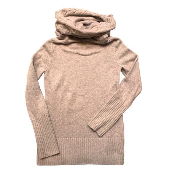 Banana Republic Cable Cowl Sweater Small Italian Yarn Cashmere Blend Light Gray - Picture 2 of 8